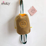 Embroidered Smiley Small Soft Plush Shoulder Bag for Women
