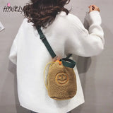 Embroidered Smiley Small Soft Plush Shoulder Bag for Women