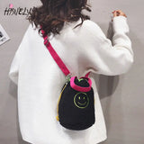 Embroidered Smiley Small Soft Plush Shoulder Bag for Women