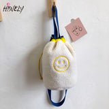 Embroidered Smiley Small Soft Plush Shoulder Bag for Women