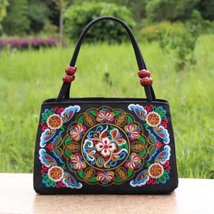 Embroidery Flower Women Handbag National Top-Handle Bag