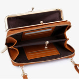 Embroidery Thread Phone Pocket Shoulder Bag Of Leather Crossbody Bags For Women