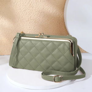 Embroidery Thread Phone Pocket Shoulder Bag Of Leather Crossbody Bags For Women