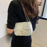Spring Chain Shoulder Bag Lock Messenger Bag Small Square Bag
