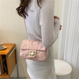 Spring Chain Shoulder Bag Lock Messenger Bag Small Square Bag