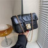 Spring Chain Shoulder Bag Lock Messenger Bag Small Square Bag