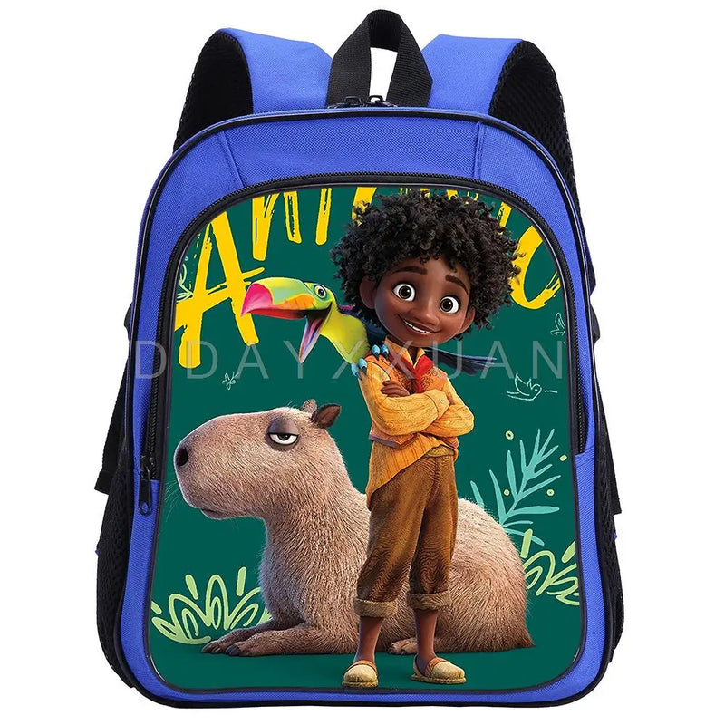Encanto Backpack for Kids Cartoon School Bags Zip Knapsack Mochila Escolar
