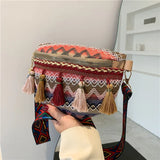 Ethnic Style Lady Saddle Bag Retro Tassel Small Bag