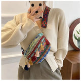 Ethnic Style Women Small Bag Tassel Braided Crossbody Fanny Pack