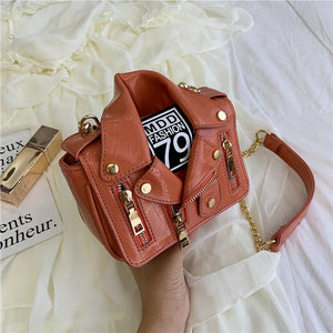 European Chain Motorcycle Bags Women Clothing Shoulder Rivet Jacket Bags