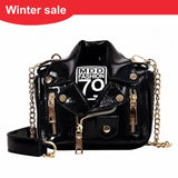 European Chain Motorcycle Bags Women Clothing Shoulder Rivet Jacket Bags Messeng