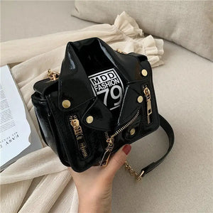 European Chain Motorcycle Bags Women Clothing Shoulder Rivet Jacket Bags