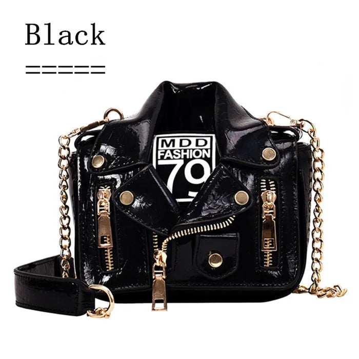 European Chain Motorcycle Bags Women Clothing Shoulder Rivet Jacket Bags Messeng