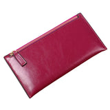 Women's Oil wax Long Wallet Zipper Leather Thin Soft Leather Wallet