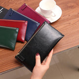 Women's Oil wax Long Wallet Zipper Leather Thin Soft Leather Wallet