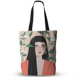 Girls Canvas Tote Bag Shoulder Canvas Shopping Bag