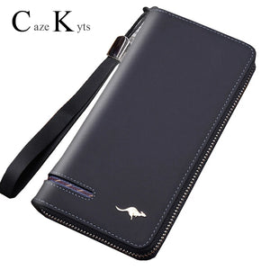 High-End Men's Matte Leather Zipper Wallet