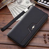 High-End Men's Matte Leather Zipper Wallet