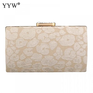 Lace Flower Evening Clutch Bag Beige Handbag