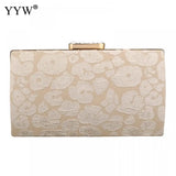 Lace Flower Evening Clutch Bag Beige Handbag