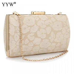 Lace Flower Evening Clutch Bag Beige Handbag
