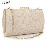 Lace Flower Evening Clutch Bag Beige Handbag