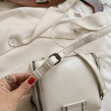 Vintage Chains Bucket Bag PU Leather Handbag Women Retro Shoulder Bag