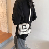 Vintage Chains Bucket Bag PU Leather Handbag Women Retro Shoulder Bag