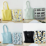 Double-Sided Cotton Linen Handbag Shopper Bag Reusable Grocery Bag