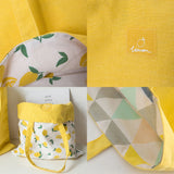 Double-Sided Cotton Linen Handbag Shopper Bag Reusable Grocery Bag