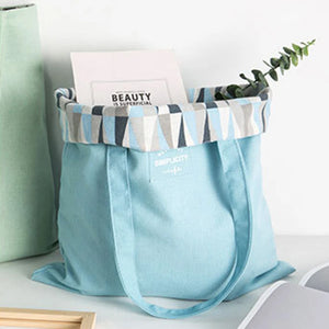 Double-Sided Cotton Linen Handbag Shopper Bag Reusable Grocery Bag