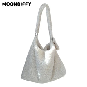 Plush Cross Shoulder Bag Large Capacity Lamb Hair Armpit Bag