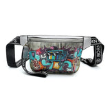 Graffiti Printed Fanny Pack for Women PU Waist Bags Kids Hip Hop Banana Bag