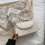 Solid Stripes Flap Hasp PU Leather Satchels Crossbody Bag