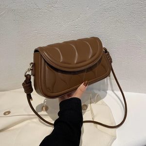 Solid Stripes Flap Hasp PU Leather Satchels Crossbody Bag