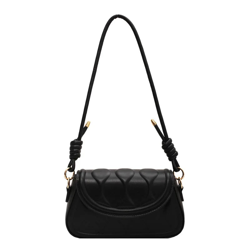 Solid Stripes Flap Hasp PU Leather Satchels Crossbody Bag