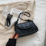 Solid Stripes Flap Hasp PU Leather Satchels Crossbody Bag