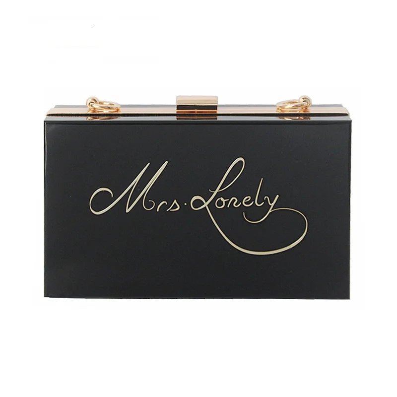 Vintage Solid Frame Evening Bag Letter Clutch Purse