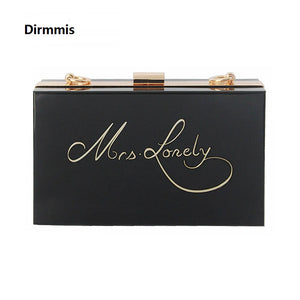Vintage Solid Frame Evening Bag Letter Clutch Purse