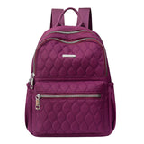 Women Diamond Lattice Nylon Backpack Retro School Bag