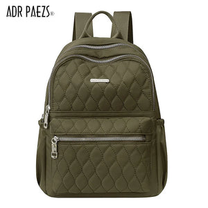 Women Diamond Lattice Nylon Backpack Retro School Bag