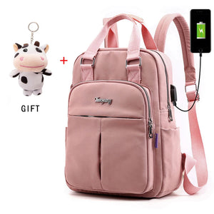 Women High Capacity Backpack Laptop USB Charging Travel Bags for School Girls