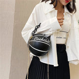 Basketball Shape Bags Women Chains Handbag Letter Shoulder Bags Female Mini
