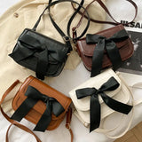 Fashion Bowknot Handbag Pu Leather Shoulder Bag Stone Prints Crossbody Purse