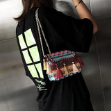 Bohemia Style Rattan Beach Bag Woven Square Straw Tassel Handbag