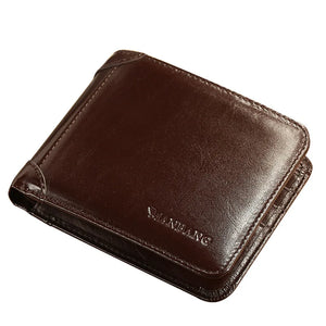 Men's Cow Leather Short Wallet Real Leather Male Cash Purses Clutch