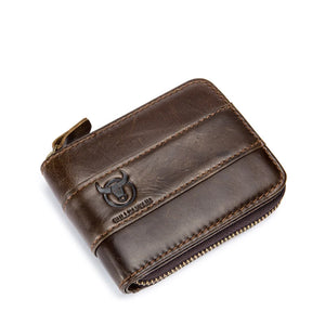 Men's Cow Leather Short Wallet Real Leather Cash Purses Clutch