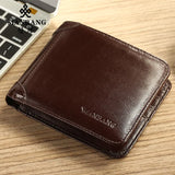 Men's Cow Leather Short Wallet Real Leather Male Cash Purses Clutch