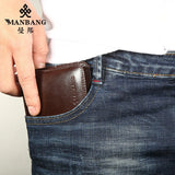 Men's Cow Leather Short Wallet Real Leather Male Cash Purses Clutch