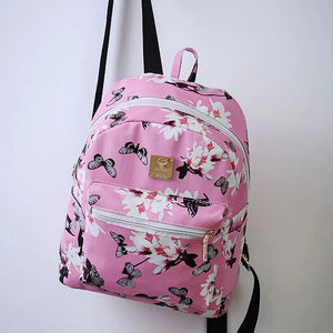 Butterfly Flower Children's Backpack PU Leather Student Bag